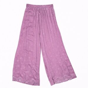 🌸 NWOT! FREE PEOPLE Embroidered Boho Silky Wide Leg Pant